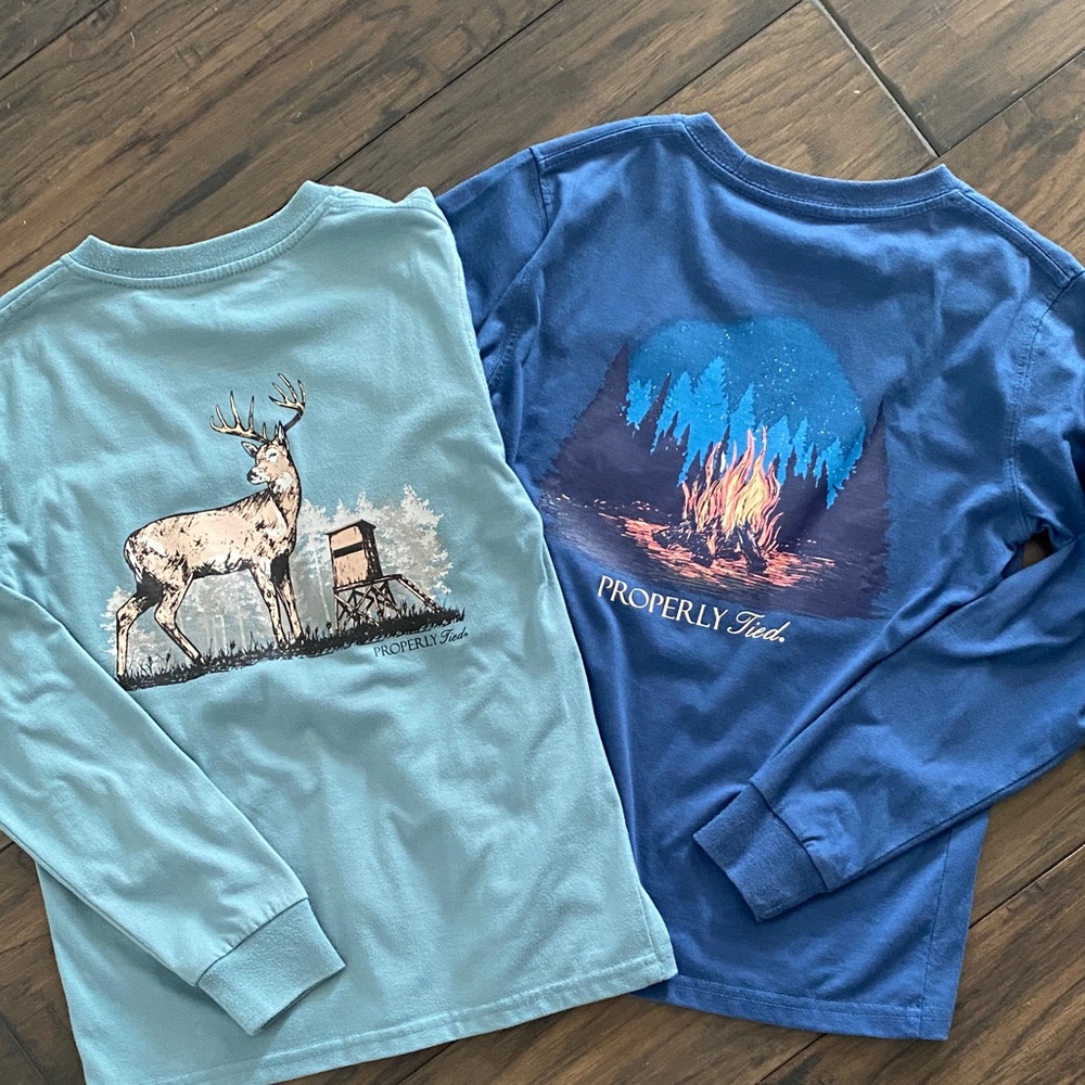 Boys Blue and Light Blue Long Sleeve Shirts